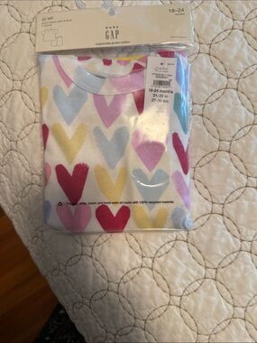 GAP Baby Heart Print Summer Pajama Set in White, Pink, Blue, Yellow, Red